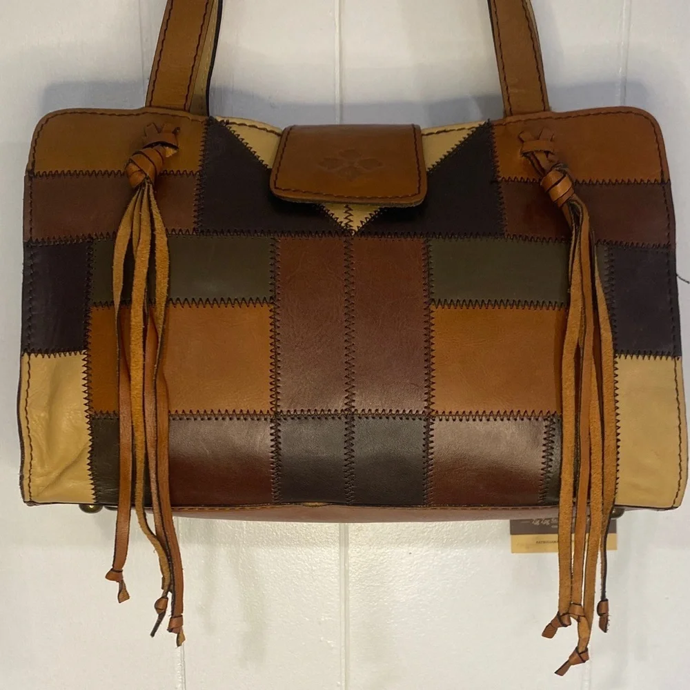 Patricia Nash Rienzo Patchwork Leather Satchel Boho Artisan Western Festival Bag